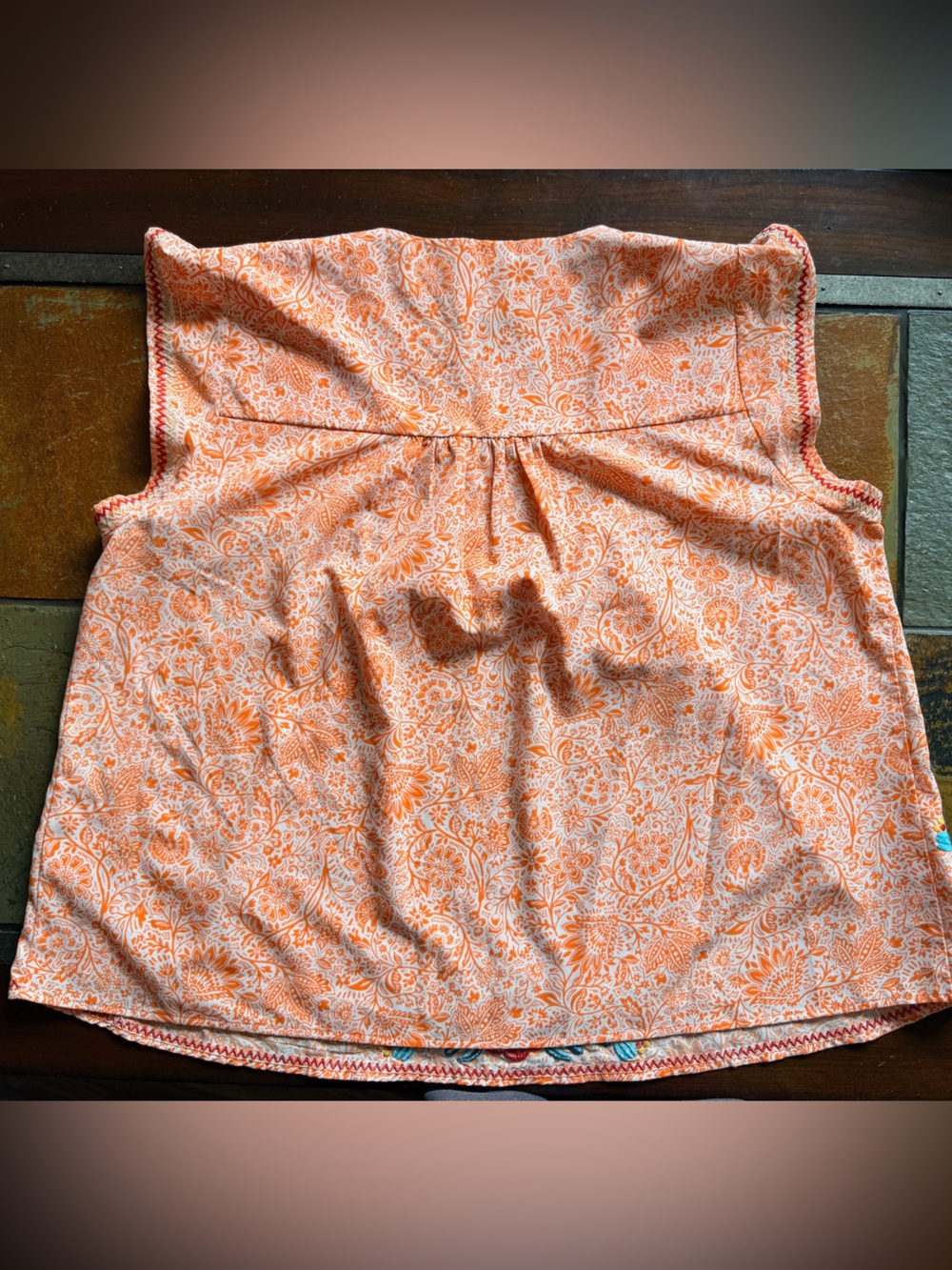 Savanna Jane 1xl orange retro art embroidery floral milkmaid fairy babydoll top - Picture 5 of 5